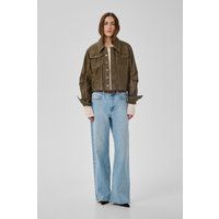 Lederjacke im Loose-Fit mit Kontrastnähten