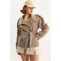 Taillierte Tweedjacke mit Fischgrätmuster
