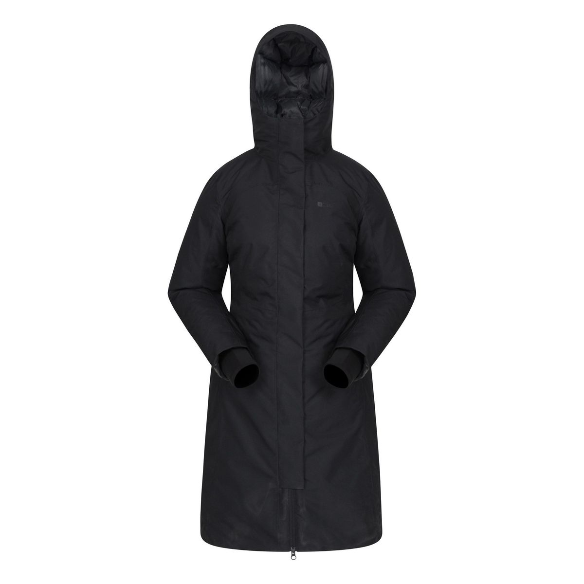 Langer isolierter Daunenparka mit Kapuze