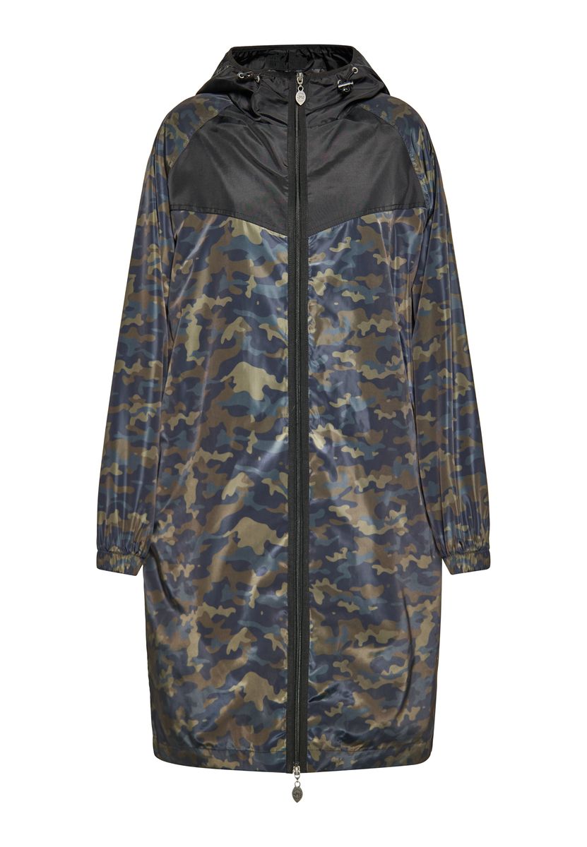 Langer Windbreaker-Mantel mit Tarnmuster
