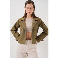 Kurzer Zweireihiger Trenchcoat in Crop-Optik