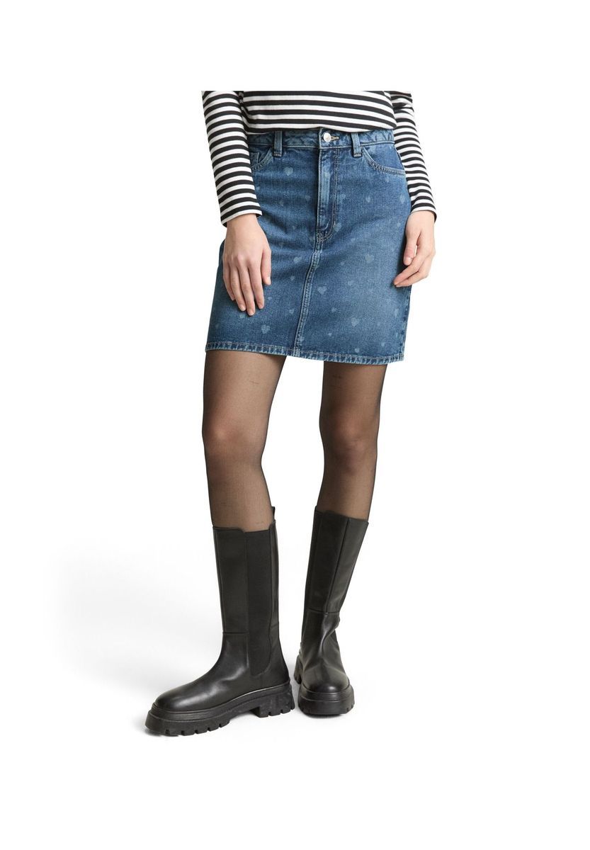 Jeans Minirock mit Herzchenmuster