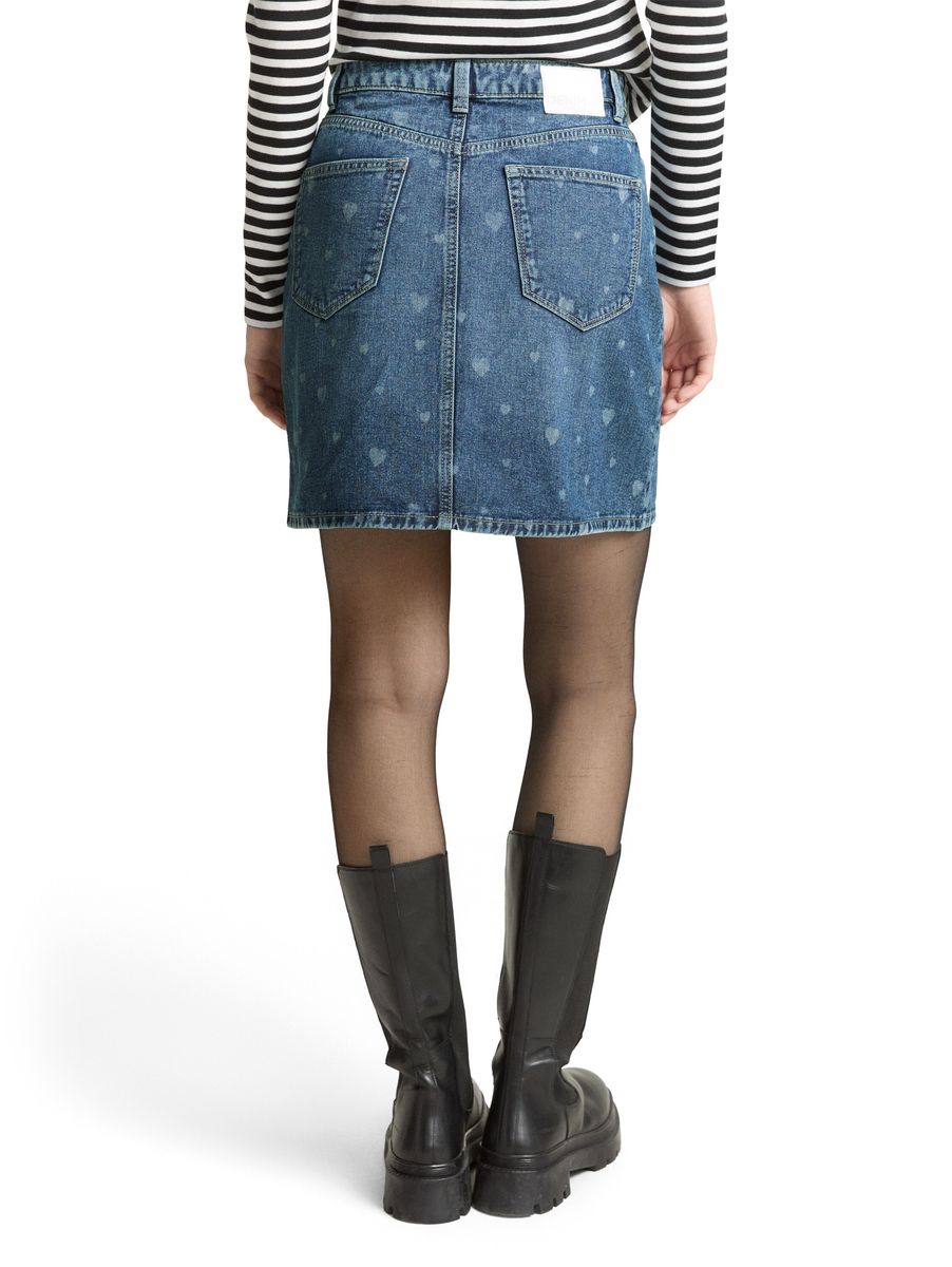 Jeans Minirock mit Herzchenmuster