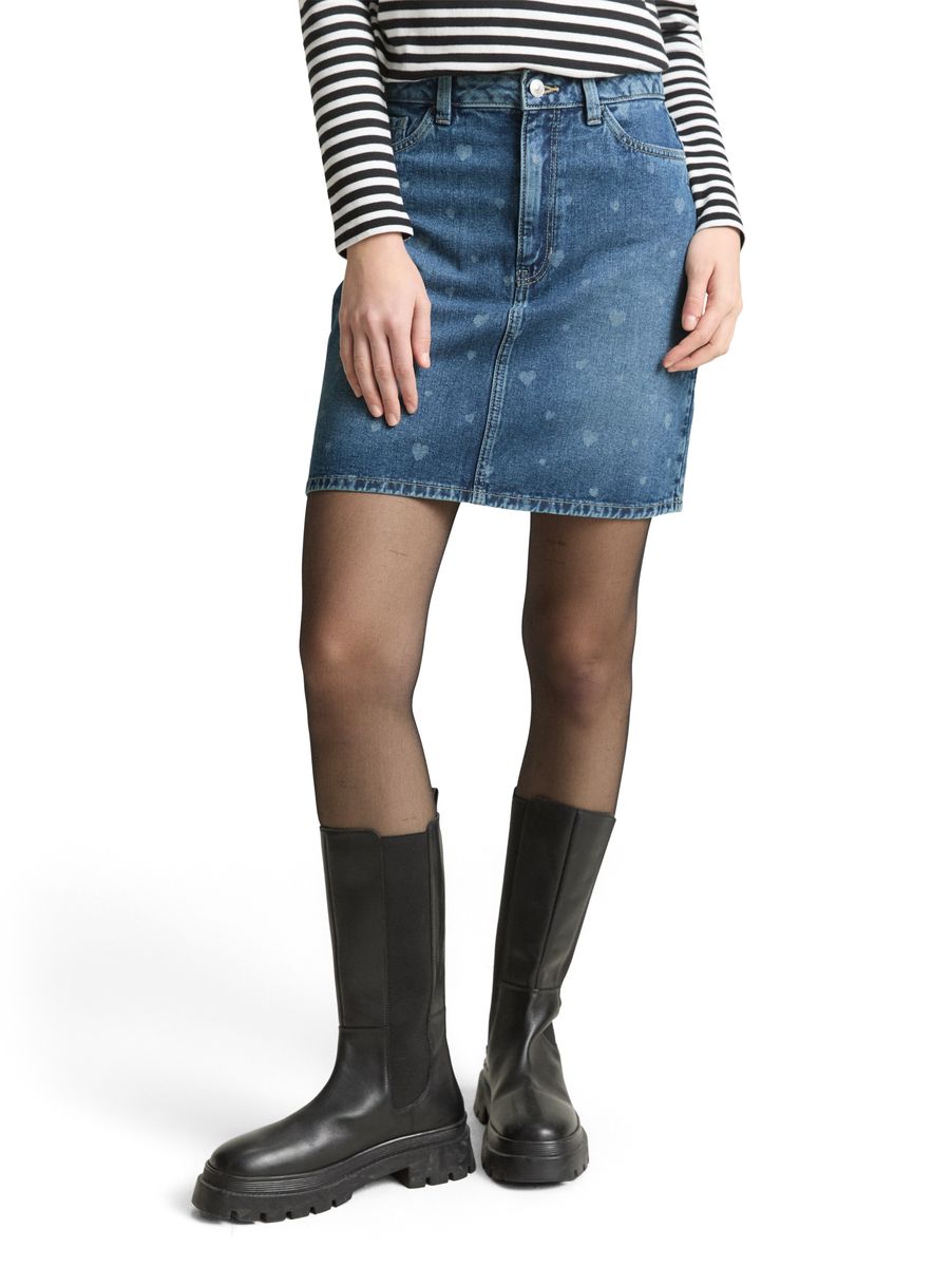 Jeans Minirock mit Herzchenmuster