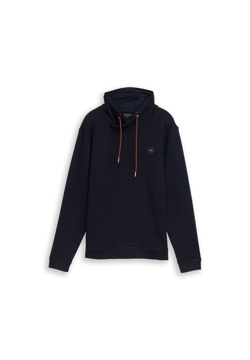 Langarmshirt mit strukturiertem Wasserfallkragen