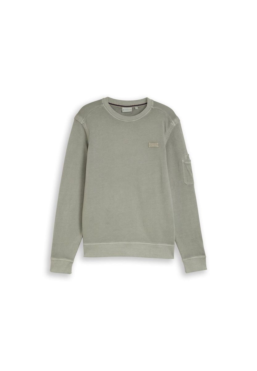 Baumwoll-Sweatshirt mit Rundhalsausschnitt und Garment-Dye