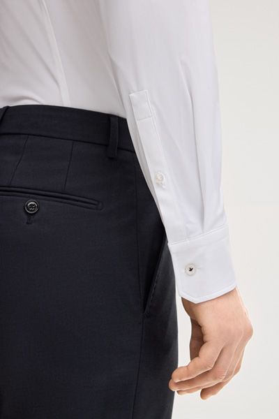 Stretch Hemd Pai in Weiß, Langarm, Knitterarm