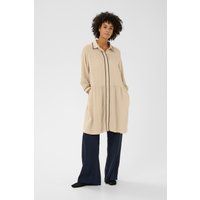 Besticktes Hemdblusenkleid mit Zickzack-Besatz