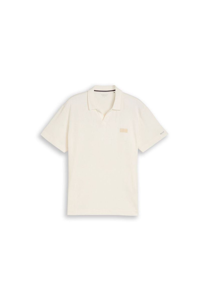 Lässiges cremefarbenes Poloshirt mit Textur