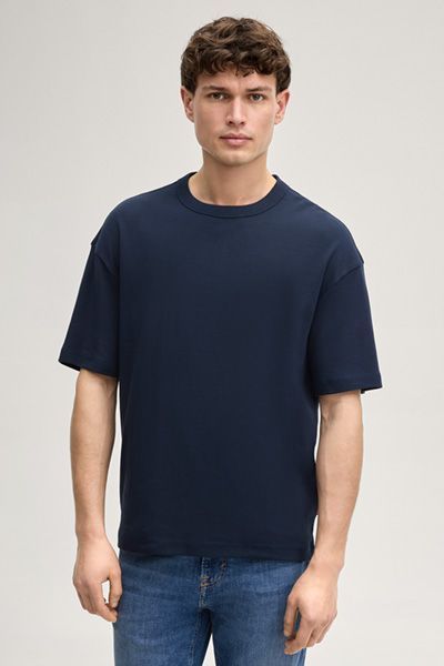 JOOP! Jeans Marineblaues Oversize-T-Shirt mit kurzen Ärmeln