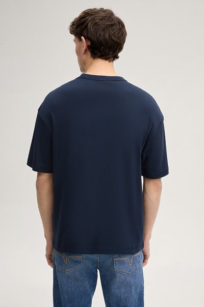 JOOP! Jeans Marineblaues Oversize-T-Shirt mit kurzen Ärmeln