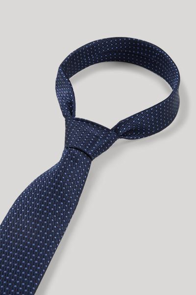 Joop! Marineblaue Krawatte mit hellblauem Mikromuster Seide