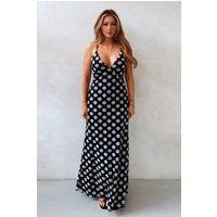 Audrey Polka-Dot-Maxikleid mit V-Ausschnitt