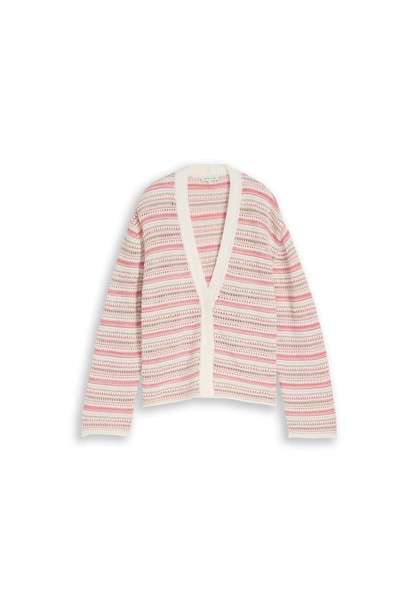Gestreifter, offen gestrickter Cardigan