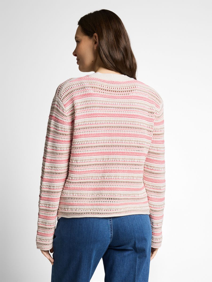 Gestreifter, offen gestrickter Cardigan