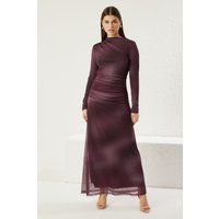 Maxikleid aus Mesh mit Farbverlauf