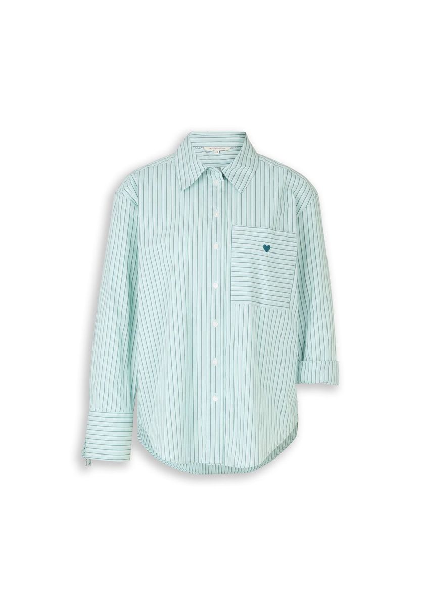 Gestreiftes Oversize-Hemd mit Brusttasche