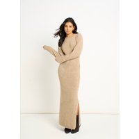 Strukturiertes Bouclé-Jersey-Maxikleid