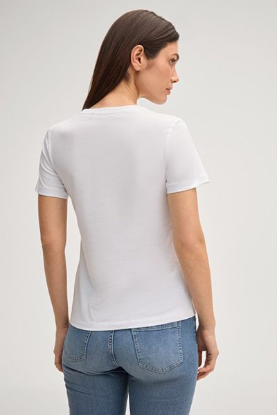 Weißes Baumwoll-T-Shirt mit Strass-Logo Rundhals-T-Shirt