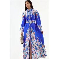 Maxikleid mit floralem Bordürenmuster