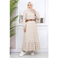 Elegantes kariertes Hijab-Maxikleid