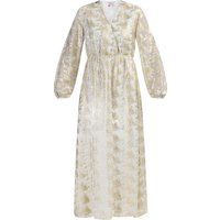 Maxikleid mit goldener Blumenstickerei