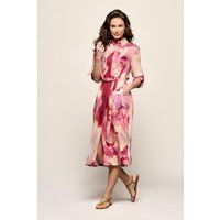 Künstlerisches Midi-Hemdblusenkleid mit Aquarellprint
