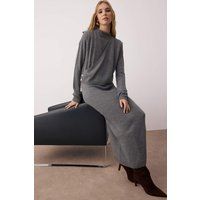 Maxikleid in Wickel-Optik aus Feinstrick