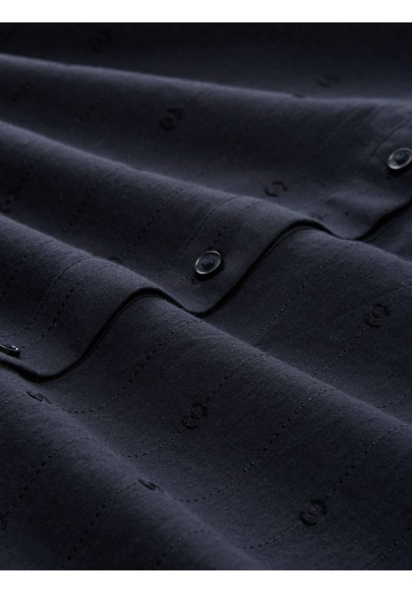 Marineblaue kurzärmlige Knopfleistenbluse