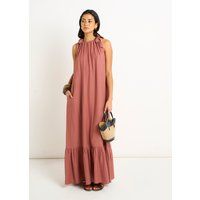 Trapez-Maxikleid mit Bindeschultern