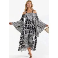 Maxikleid mit geometrischem Muster und Cold-Shoulder