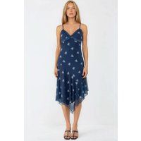 Florales Spitzenkleid mit Taschentuchsaum
