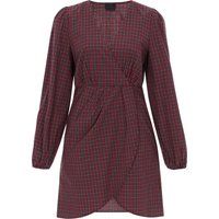 Kurzes Wickelkleid mit Karomuster