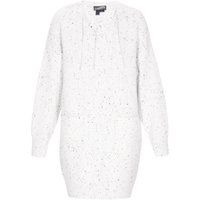 Gesprenkeltes Strickkleid mit Bindekragen