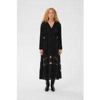 Plissee-Wickel-Midikleid mit transparenten Einsätzen