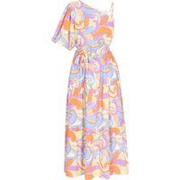 Einseitig schulterfreies Stufen-Maxikleid im Retro-Look