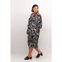 Midi-Kleid mit abstraktem Wirbel-Print