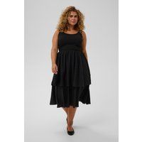 Ärmelloses Midi-Stufenkleid mit Rippenstruktur