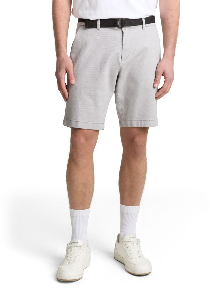 DENIM TOM TAILOR Chino-Bermudas, Gürtel, für Herren, grau, XXL