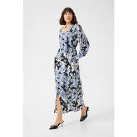 Maxikleid mit grafischem Pinselstrich-Muster