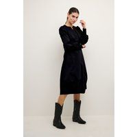 Minimalistisches Puffärmel-Kleid mit Split-Neck
