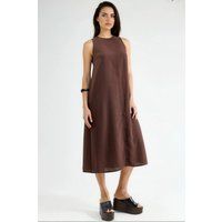 Ärmelloses Midikleid in Leinenoptik