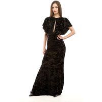 Texturiertes Samt-Maxikleid mit Keyhole