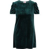 Samt-Minikleid mit gerafften Ärmeln