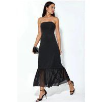 Trägerloses Bodycon-Midikleid mit transparentem Saum