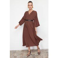 Gewebtes Midi-Kleid in Wickeloptik