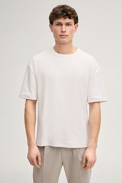 Joop! Jeans Ciarlan Off-White Baumwoll Basic Unisex T-Shirt