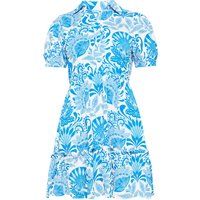 Gestuftes Hemdblusenkleid mit Blumenmuster