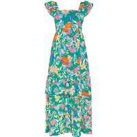 Fließendes gestuftes Maxikleid mit Blumenmuster