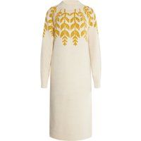 Strick-Maxikleid mit Blatt-Intarsien